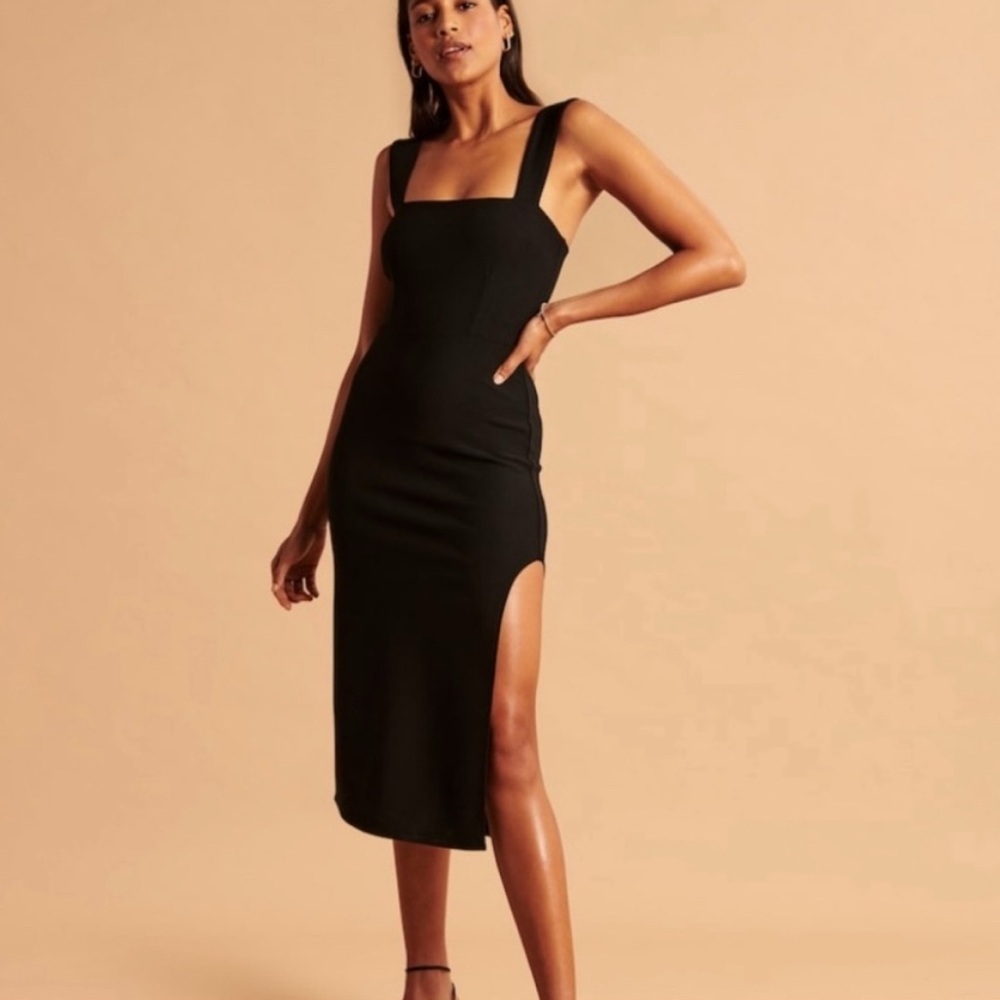 Abercrombie & Fitch Black Midi Dress with slit
